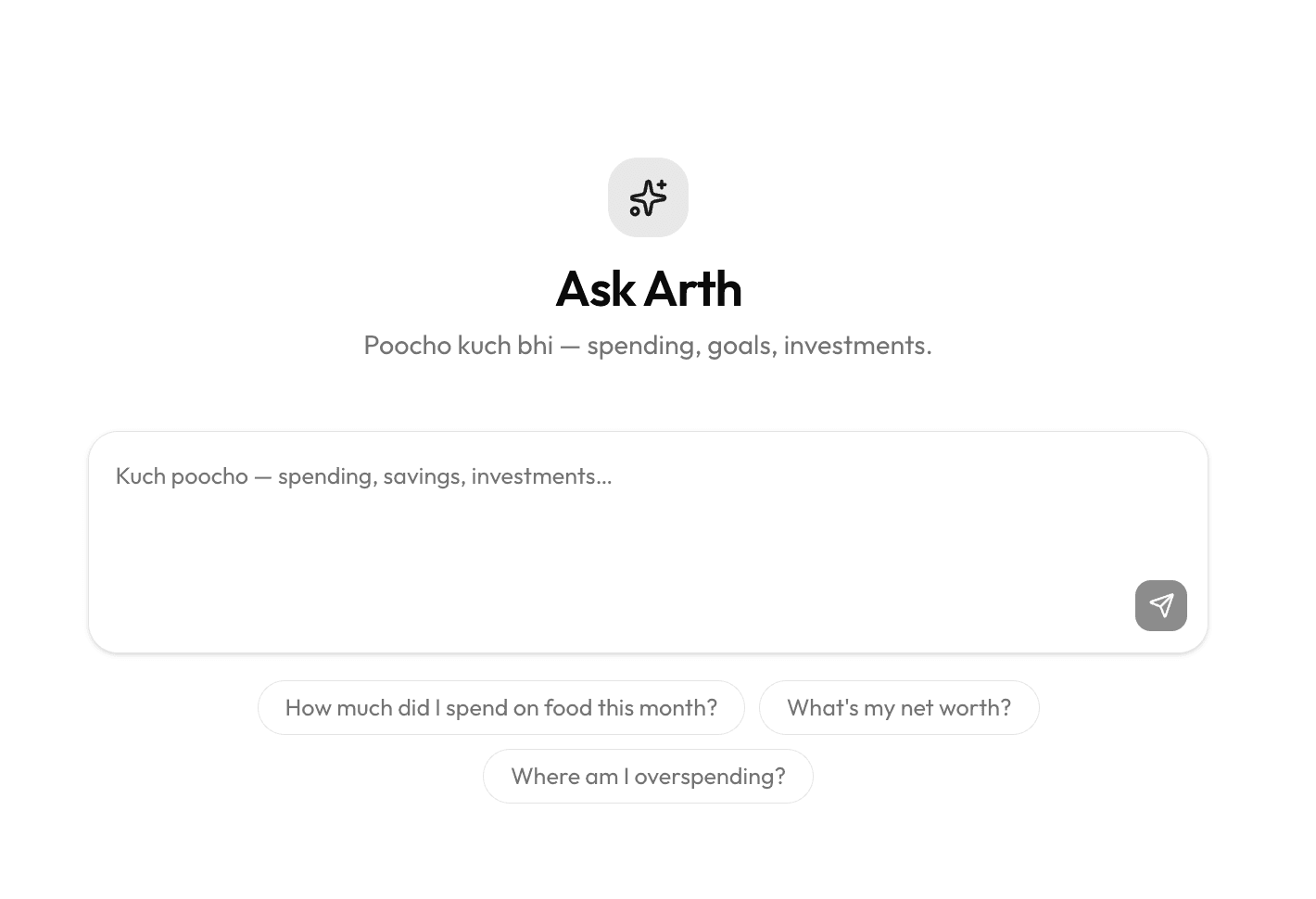 Talk to your money — Arth app screenshot